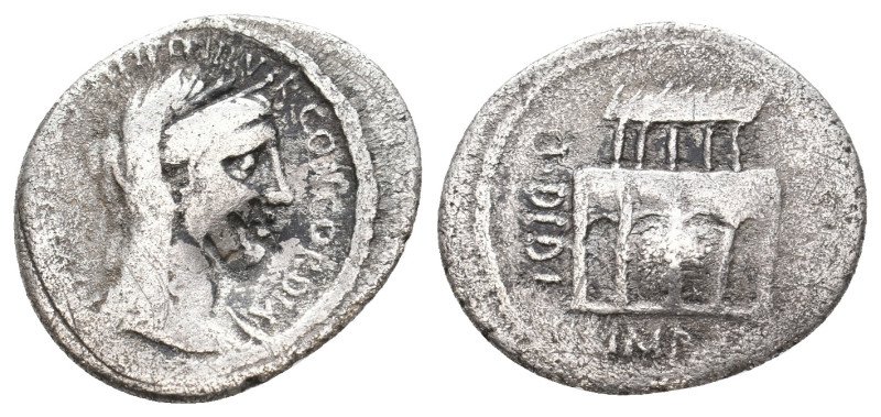 P. FONTEIUS P. F. CAPTIO, 55 BC. AR, Denarius. Rome. 3.08 g. 19.80 mm.