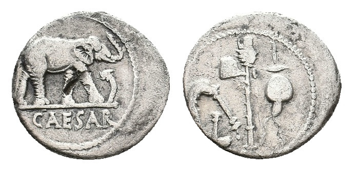 JULIUS CAESAR, 49 BC. AR, Denarius. Military mint traveling with Caesar. 3.45 g....