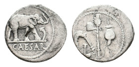 JULIUS CAESAR, 49 BC. AR, Denarius. Military mint traveling with Caesar. 3.45 g. 18.50 mm.