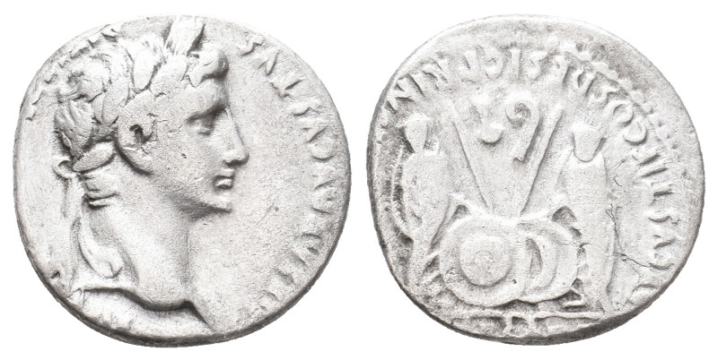 AUGUSTUS, 27 BC-AD 14. AR, Denarius. Lugdunum (Lyon). 3.60 g. 17.80 mm.