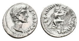 AUGUSTUS, 27 BC-14 AD. AR, Denarius. Rome. 3.79 g. 20.10 mm.
L. Caninius Gallus, moneyer.
Obv: AVGVSTVS.
Bare head right.
Rev: L CANINIVS GALLVS I...