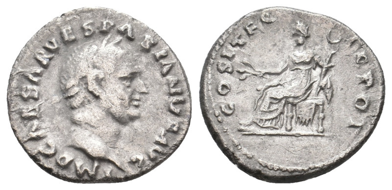 VESPASIAN, 69-79 AD. AR, Denarius. Rome. 2.93 g. 18.10 mm.