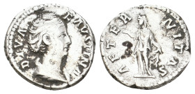 DIVA FAUSTINA I, Died AD 140/1. AR, Denarius. 3.22 g. 17.50 mm.