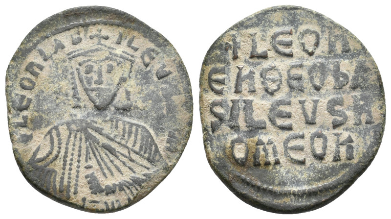 LEO VI the Wise, 886-912 AD. AE, Follis. Constantinople. 6.44 g. 26.80 mm.