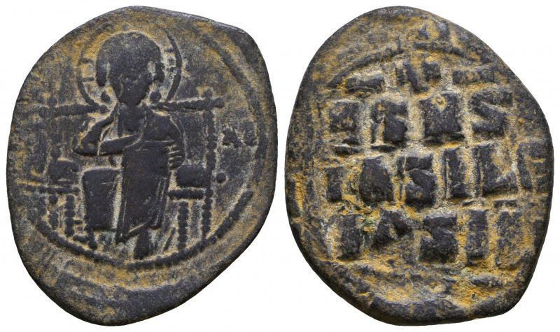 Anonymous Folles. Class D. Time of CONSTANTINE IX, 1042-1055 AD. AE, Follis. Con...