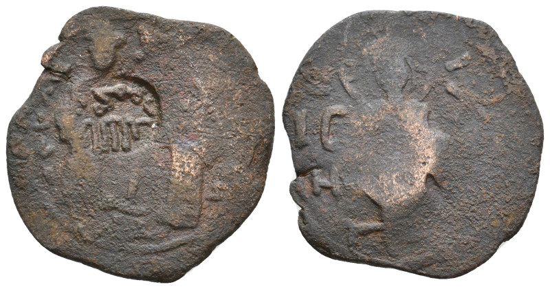 Uncertain Byzantine coin, Islamic countermark. 5.43 g. 28.40 mm.