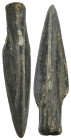 ANCIENT GREEK BRONZE ARROWHEAD.(CIRCA 3RD-1ST BC).
Condition : See picture. No return.
Weight : 6.57 g
Diameter: 40 mm