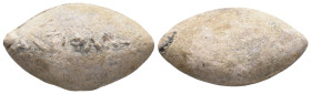 ANCIENT GREEK PB SLING BULLET. (CIRCA 4TH-1ST CENTURY BC).
Condition : See picture. No return
Weight : 37.62 g
Diameter : 32.40 mm