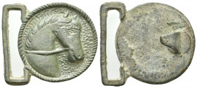 BRONZE BELT BUCKLE (18TH-19TH CENTURY AD.)
Condition : See picture. No return.
Weight : 11.34 g
Diameter: 36.55 mm
