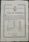 LOTERÍA. Real Lotería de México. Aviso al público fechado el 10 de julio de 1818. SC. Excepcional. Raro