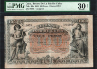 Tesoro de la Isla de Cuba. 12 de agosto de 1891. 100 pesos. Con numeración. Sin firmas. Escaso