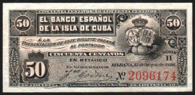 Banco Español de la Habana. 15 de mayo de 1896. 50 centavos. SC