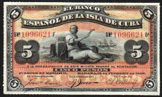 Banco Español de la Habana. 15 de febrero de 1897. 5 pesos. SC. Algo escaso