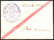 1873. Alcaldía Consittucional del Ayuntamiento de Lucillo, León. Vale de 10 reales. Mejor que EBC+