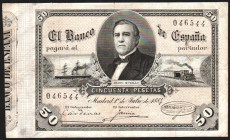 1 de julio de 1884. 50 pesetas