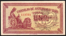 Consejo de Asturias y León. (1937). 1 peseta. SC