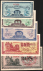 Consejo de Asturias y León. (1937). 25, 40 y 50 cts, y 1 y 2 ptas. SC y SC-. Lote de 5