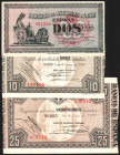 Banco de España, Bilbao. 1937. 10 y 25 pesetas. SC/SC- y EBC+. Buen grupo. Lote de 3