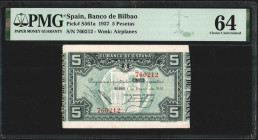 Banco de España, Bilbao. 1 de enero de 1937. 5 pesetas. Sin serie. SC
