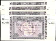 Banco de España, Bilbao. 1 de enero de 1937. 1.000 pesetas (4). Con matrices. SC. Lote de 4