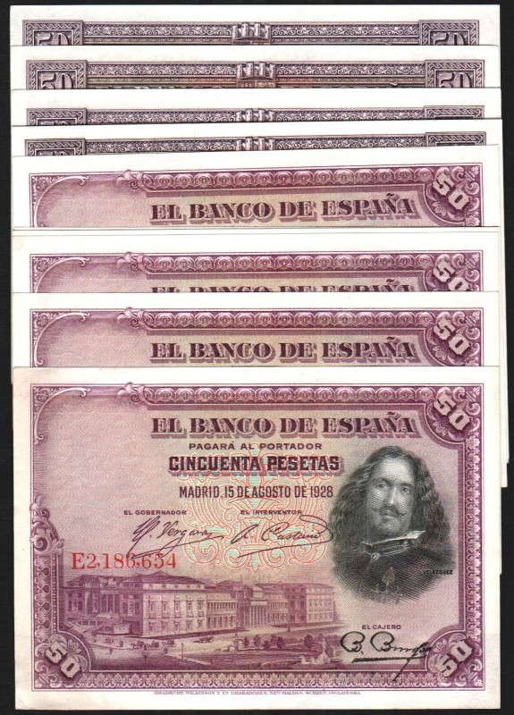 15 de agosto de 1928 (7) y 22 de julio de 1935 (4+3). 50 pesetas. Serie E y sin ...