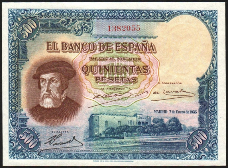 7 de enero de 1935. 500 pesetas. E365 (SC 1.100€). SC, apresto original