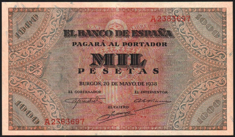 20 de mayo de 1938. 1.000 pesetas. Serie A. E434 (MBC 500 EBC 1.600€). Algo plan...