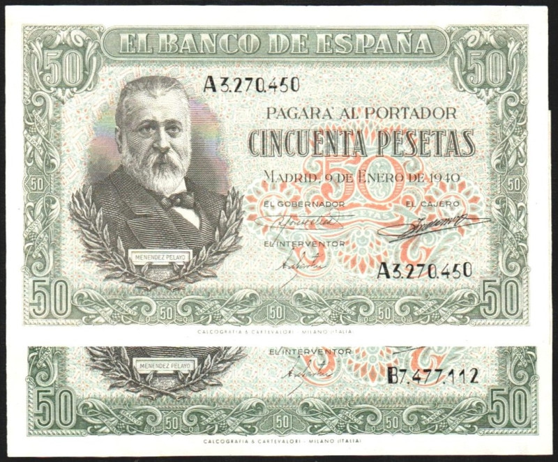 9 de enero de 1940. 50 pesetas. Series A y B. E437 (EBC 200€) y 437a (EBC 175€)....