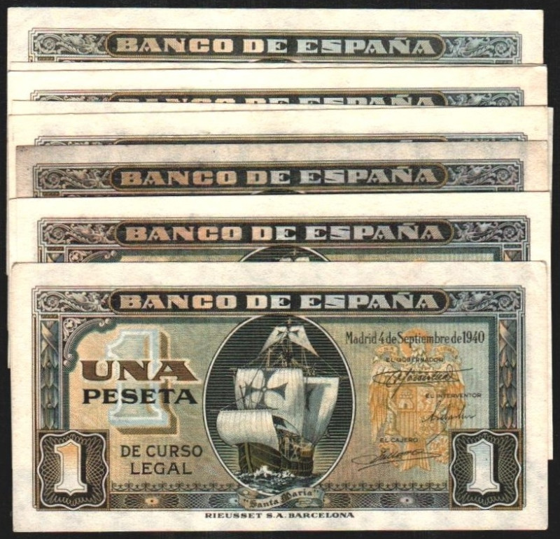 4 de septiembre de 1940. 1 peseta. Sin serie, y series A, B, C, D, E, F, G y H. ...