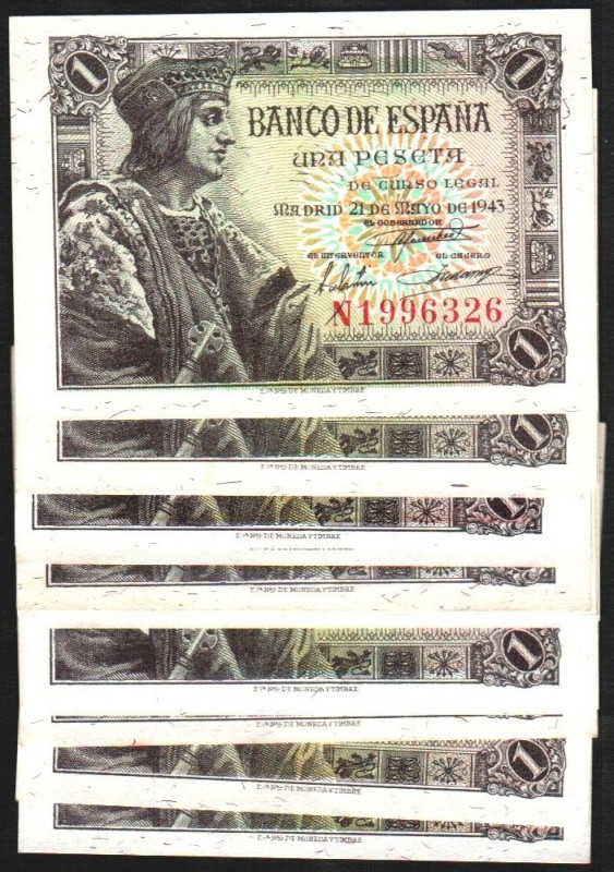 21 de mayo de 1943. 1 peseta. Sin serie. Series A, B, C, D, E, F, G, H, I, J, K,...