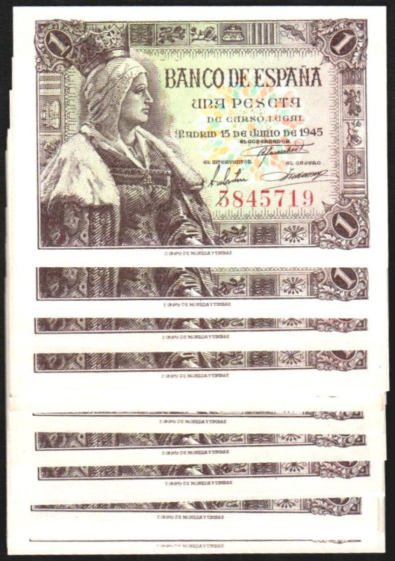 15 de junio de 1945. 1 peseta. Sin serie y series A, B, C, D, E, F, G, H, J, K y...