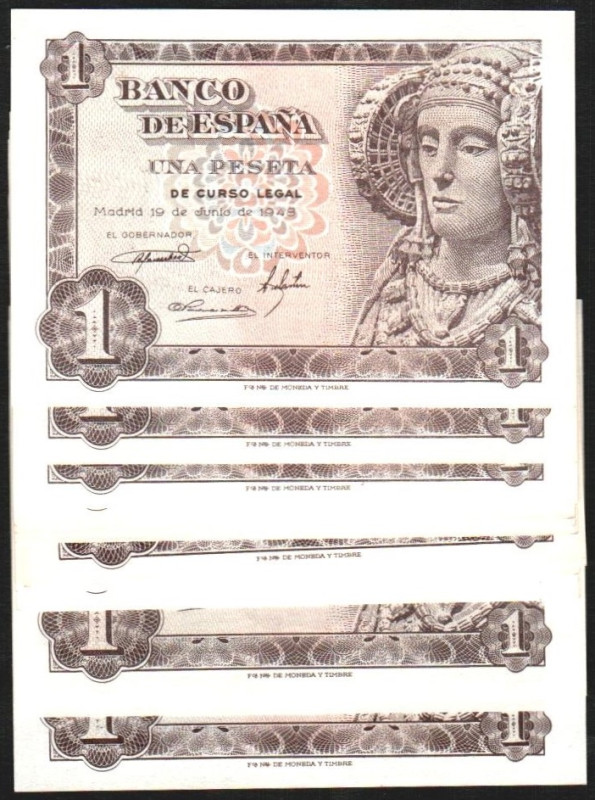 19 de junio de 1948. 1 peseta. Series J, K, L, N y Ñ. Tríos correlativos. E457a....