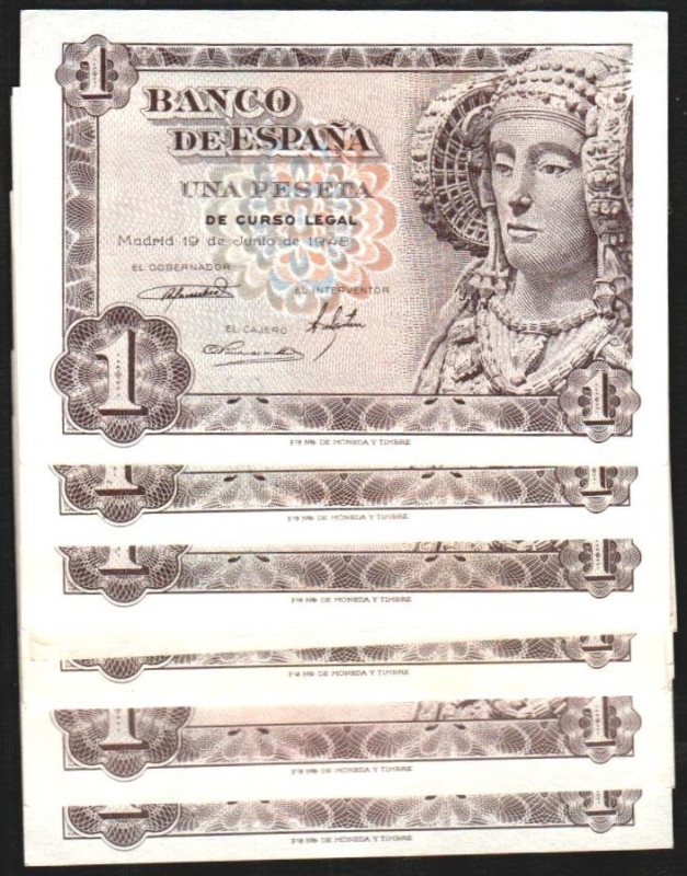 19 de junio de 1948. 1 peseta. Sin serie y series A, B, C, D, E, F, G, H, I, J, ...