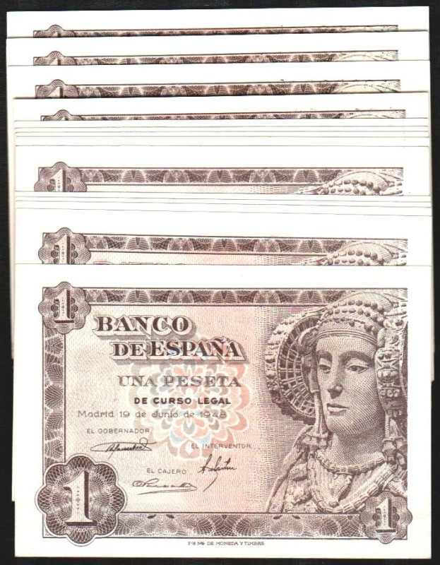 19 de junio de 1948. 1 peseta. Series J, K, L y Ñ. Quintetos correlativos, excep...