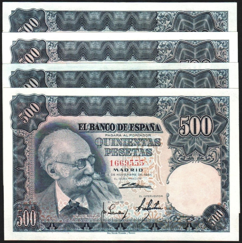 15 de noviembre de 1951. 500 pesetas. Sin serie, y series A, B y C. E460 (MBC 20...