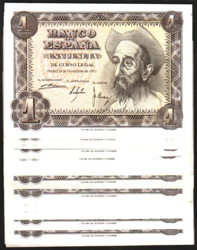 19 de noviembre de 1951. 1 peseta. Series A, B, C, D, E, J, K, L, M, N, Q, R y S...