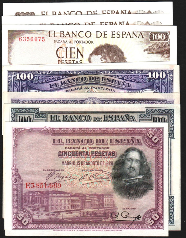 17 de noviembre de 1970. 100 pesetas. Sin serie (2 sueltos), series A (3) y 9A. ...