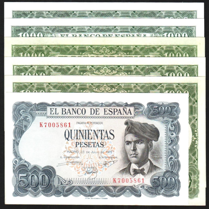 23 de julio de 1971. 500 pesetas. Serie K. 31/12/1951. 1.000 ptas. Series A, B y...