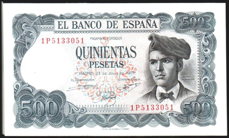 23 de julio de 1971. 500 pesetas. Serie 1P. Cincuenta correlativos. E473a. SC, t...