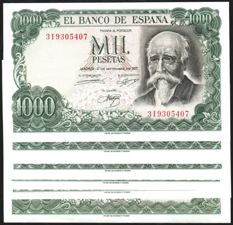 17 de septiembre de 1971. 1.000 pesetas. Series 3I (1+4), 5M (5) y 6S (5). Grupo...