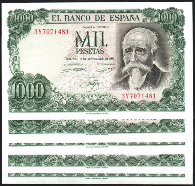 17 de septiembre de 1971. 1.000 pesetas. Serie 3Y. Diez correlativos. E474c. SC,...