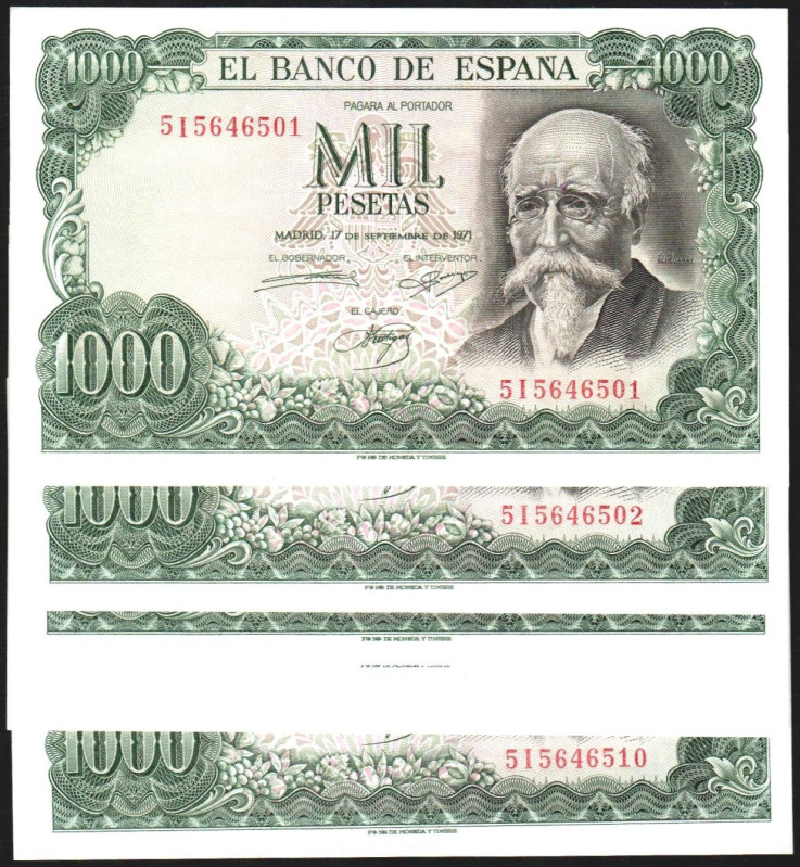 17 de septiembre de 1971. 1.000 pesetas. Serie 5I. Diez correlativos. E474c. Lev...