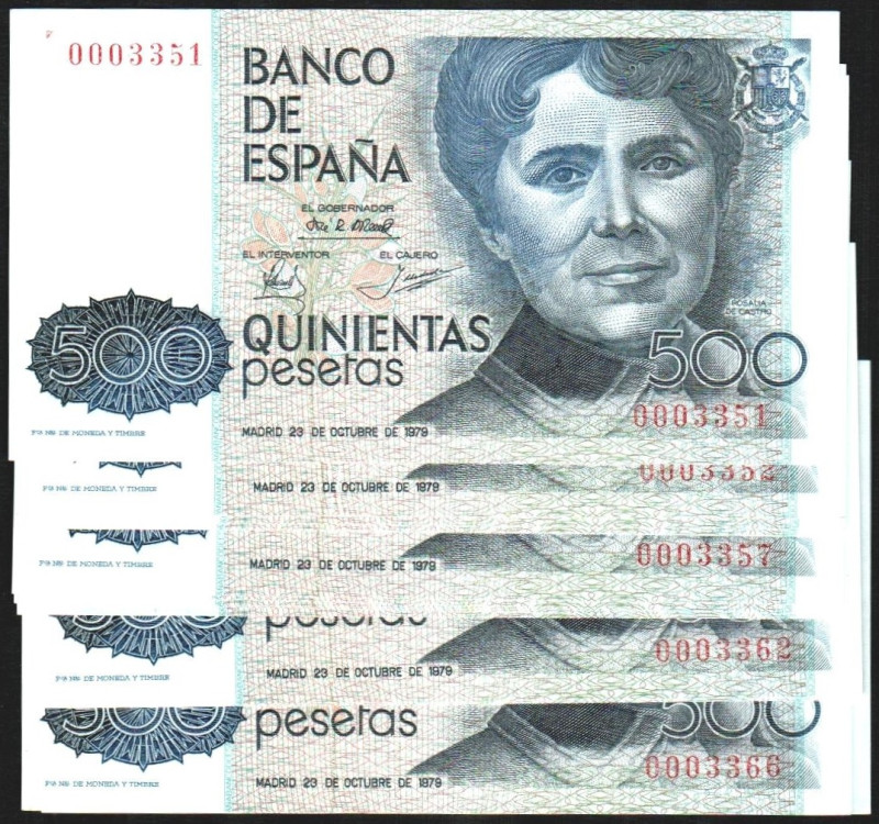 23 de octubre de 1979. 500 pesetas. Sin serie. Veinte correlativos. Numeración c...