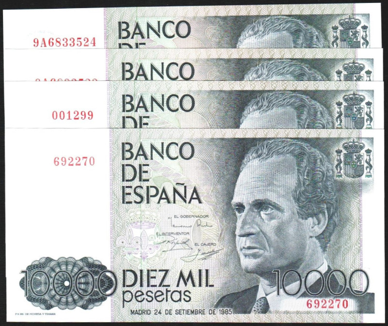 24 de septiembre de 1985. 10.000 pesetas. Sin serie (2). Numeración no alta, con...