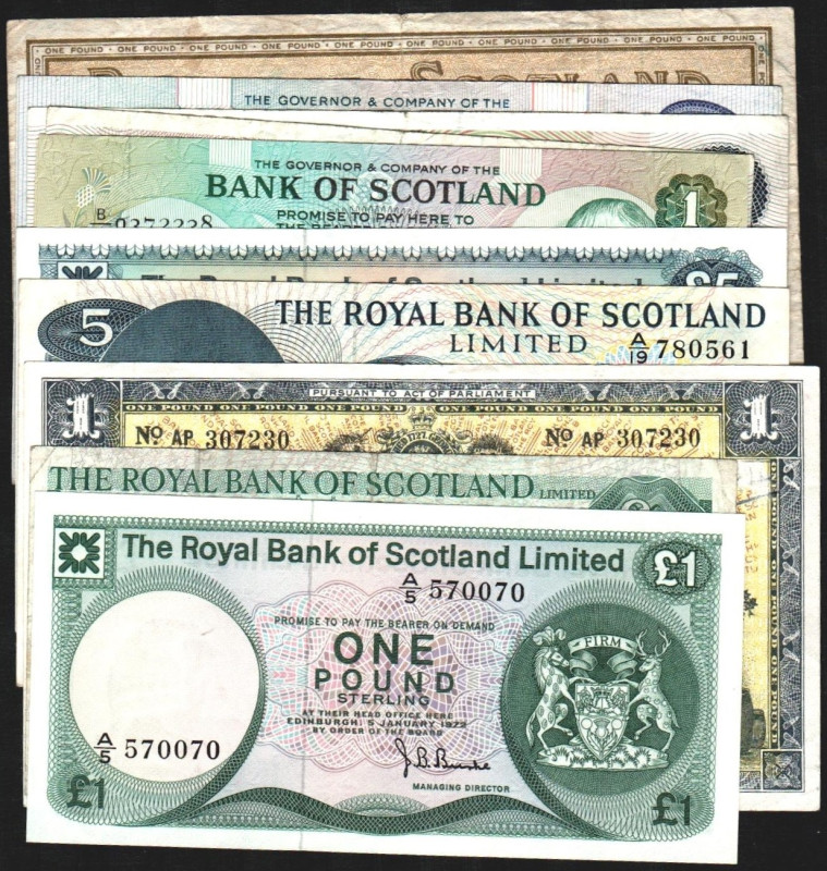 ESCOCIA. 1 a 20 libras del Banco de Escocia y del Royal Bank de Escocia. 1957 a ...