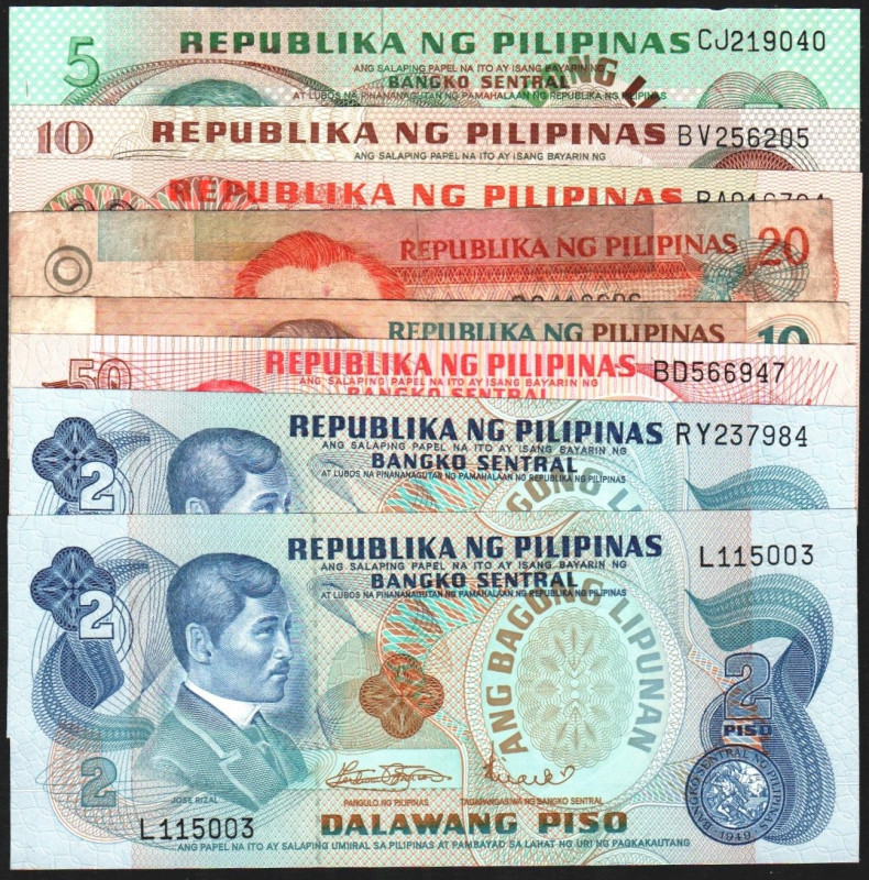 FILIPINAS. 2 a 50 pesos. 1978 a 1981. P159 a 163 y 166 (18$) y 169-70. SC, salvo...