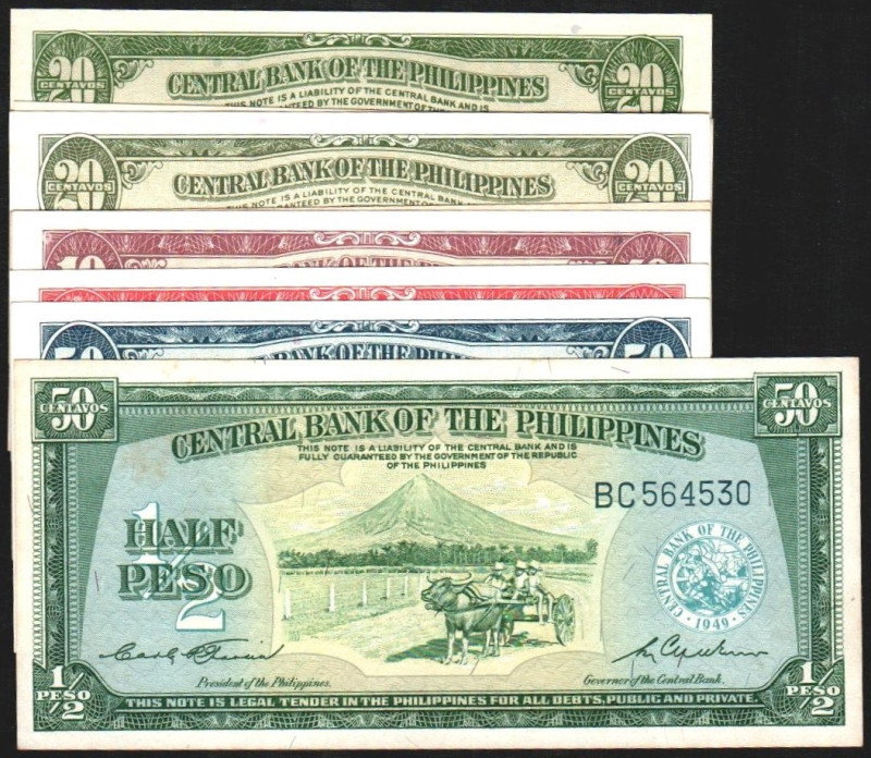 FILIPINAS. 5 a 50 centavos. (1949). P125 a 132 (16$). SC, salvo dos que son EBC+...