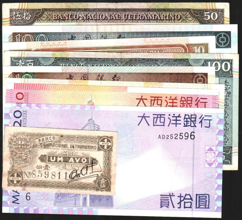 MACAO. 1 avo a 100 patacas. 1942 a 2005. P13 y 67 (20$), 65 y 66 (25$), 68 (40$)...