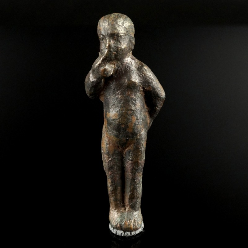 Roman Harpocrates Statuette
1st-2nd century CE
Bronze, 58 mm, 35,25 g
Nude Ha...