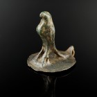 Roman Falcon/Horus Statuette
2nd-3rd century CE
Bronze, 35 mm, 22,08 g
Possibly the lid of an oil lamp.
Very fine condition.
Ex. Coll. M.C., acqu...